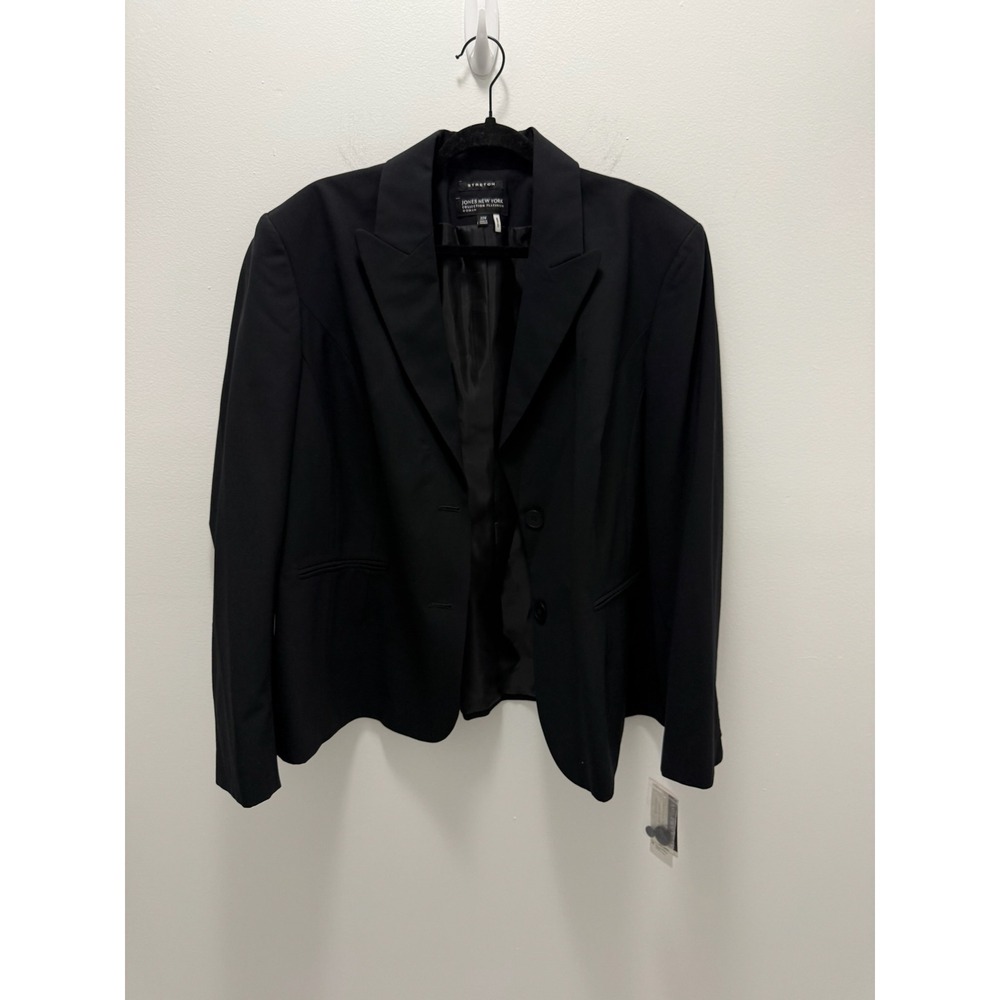 Jones New York Collection Platinum Black Wool Blend Stretch Blazer 22W NEW